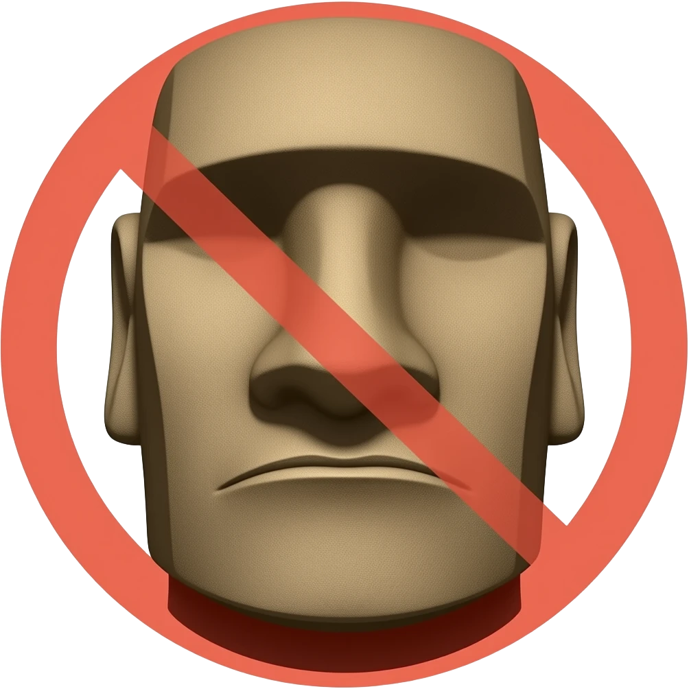 Moyai statue face saying “no.” emoji