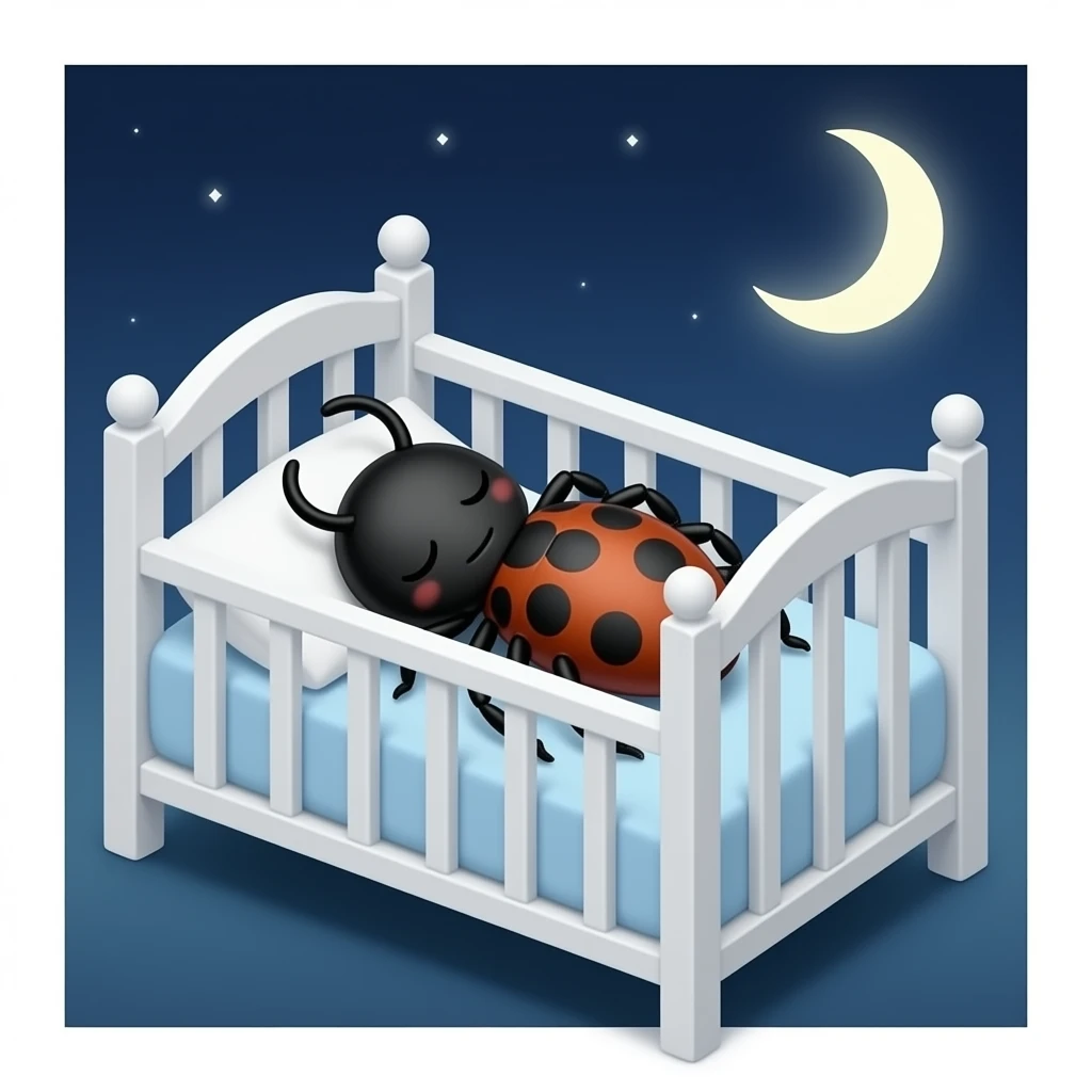Мультяшный клещ спит в кроватке emoji