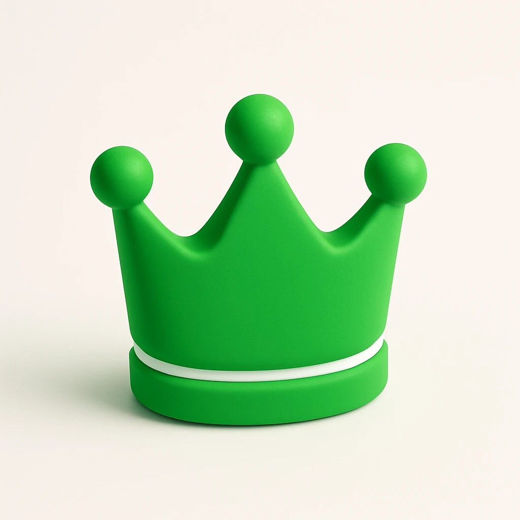 green crown, 3D matte finish, modern look emoji