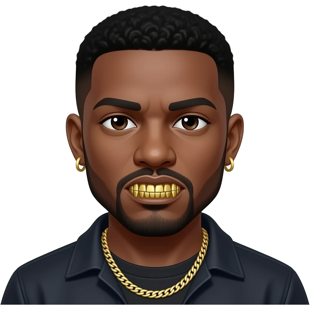 Black thug with one eye with gold grillz emoji