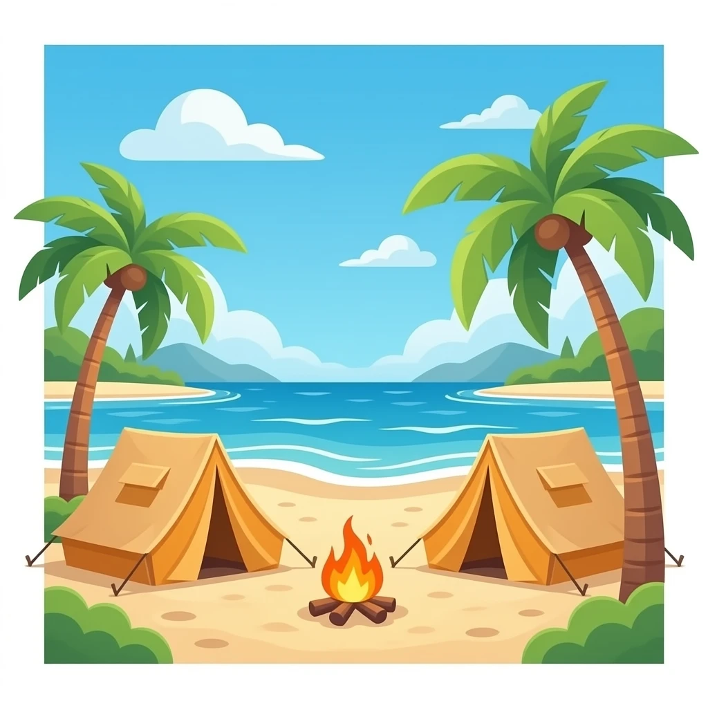 camping at the beah emoji