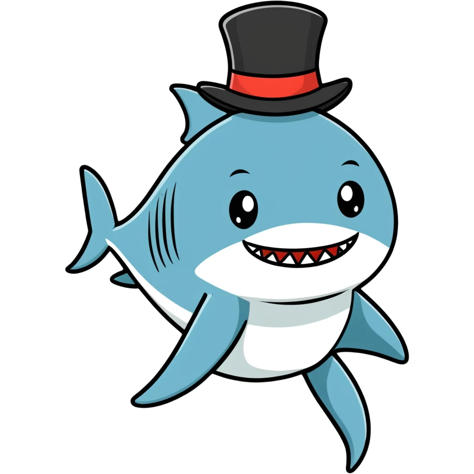 Shark with a top hat emoji