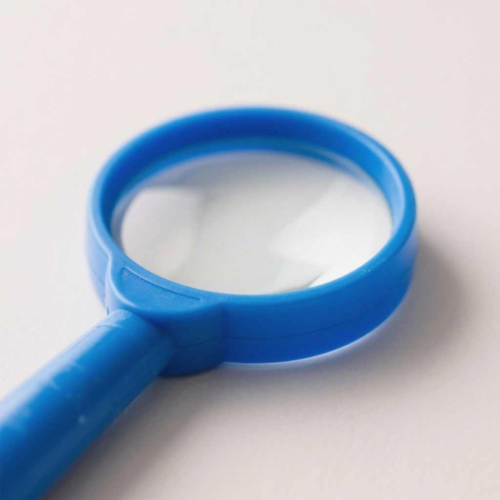 magnifying glass in blue plastic emoji