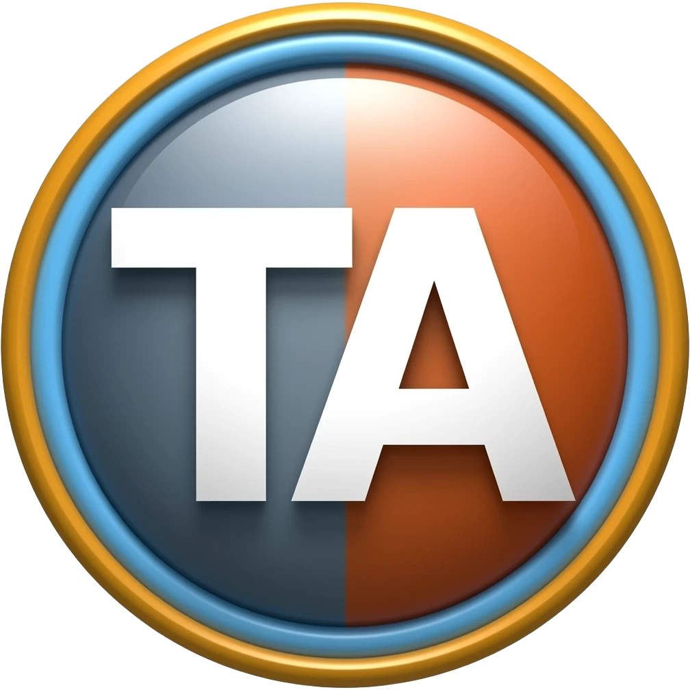 letter TA in circle with bright color emoji