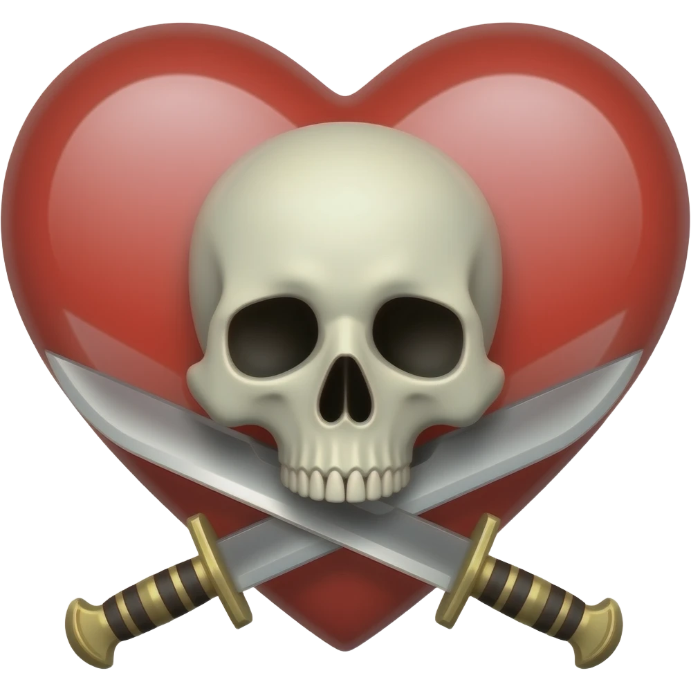 skull on heart with knives crossed underneath emoji