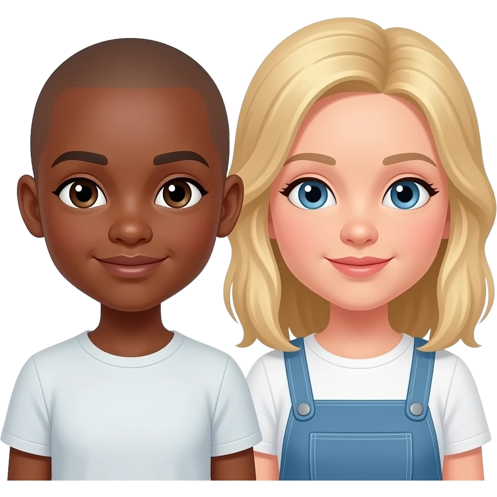 Black girl and white girl together. Black girl has almost bald hair. White girl has longer blond hair emoji