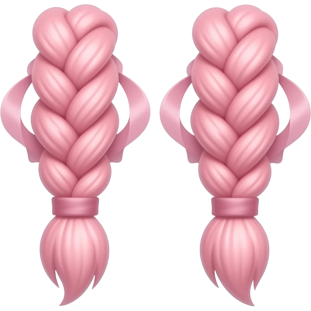 Duas tranças rosa separadas mas só as tranças emoji