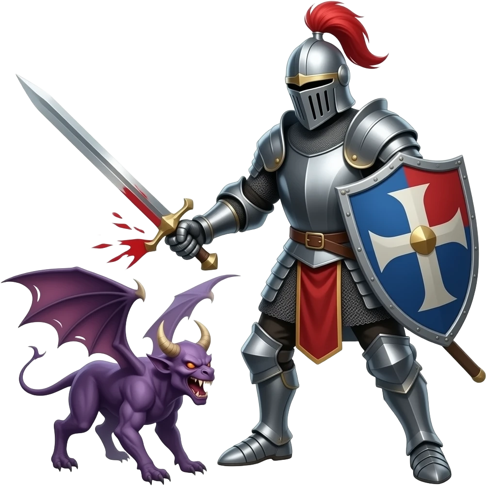 Knight slays demon emoji