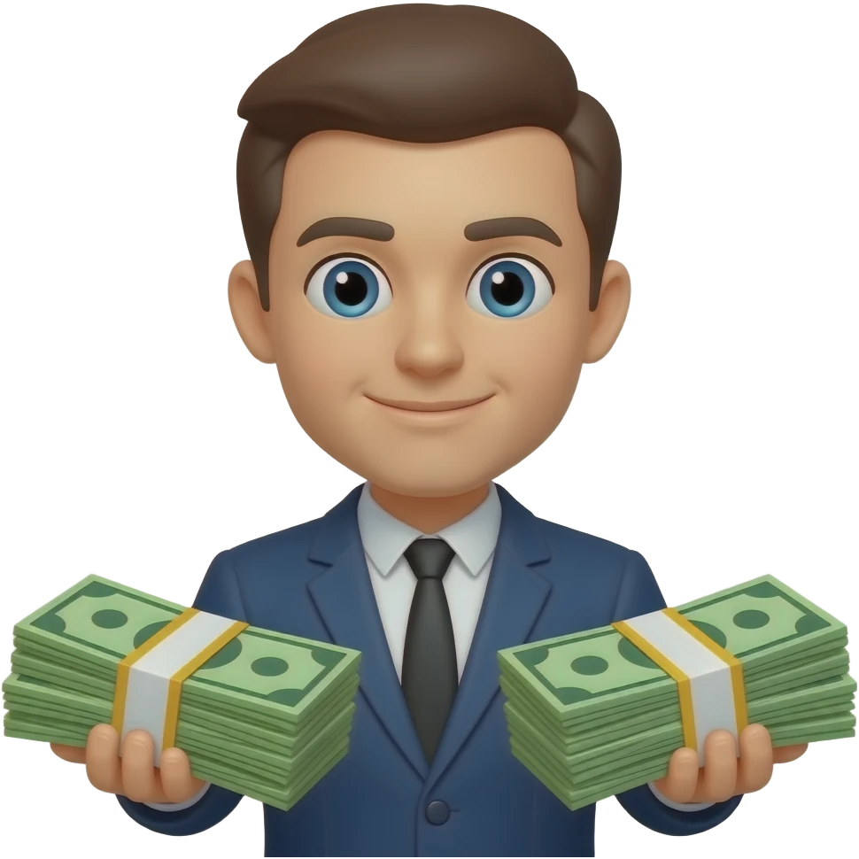 Split the cash evenly, two piles of cash, holding cash in both hands emoji
