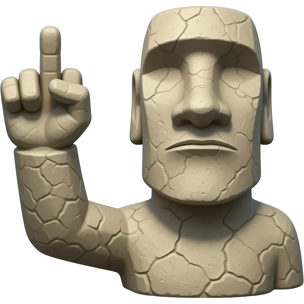 Moai with middle finger emoji