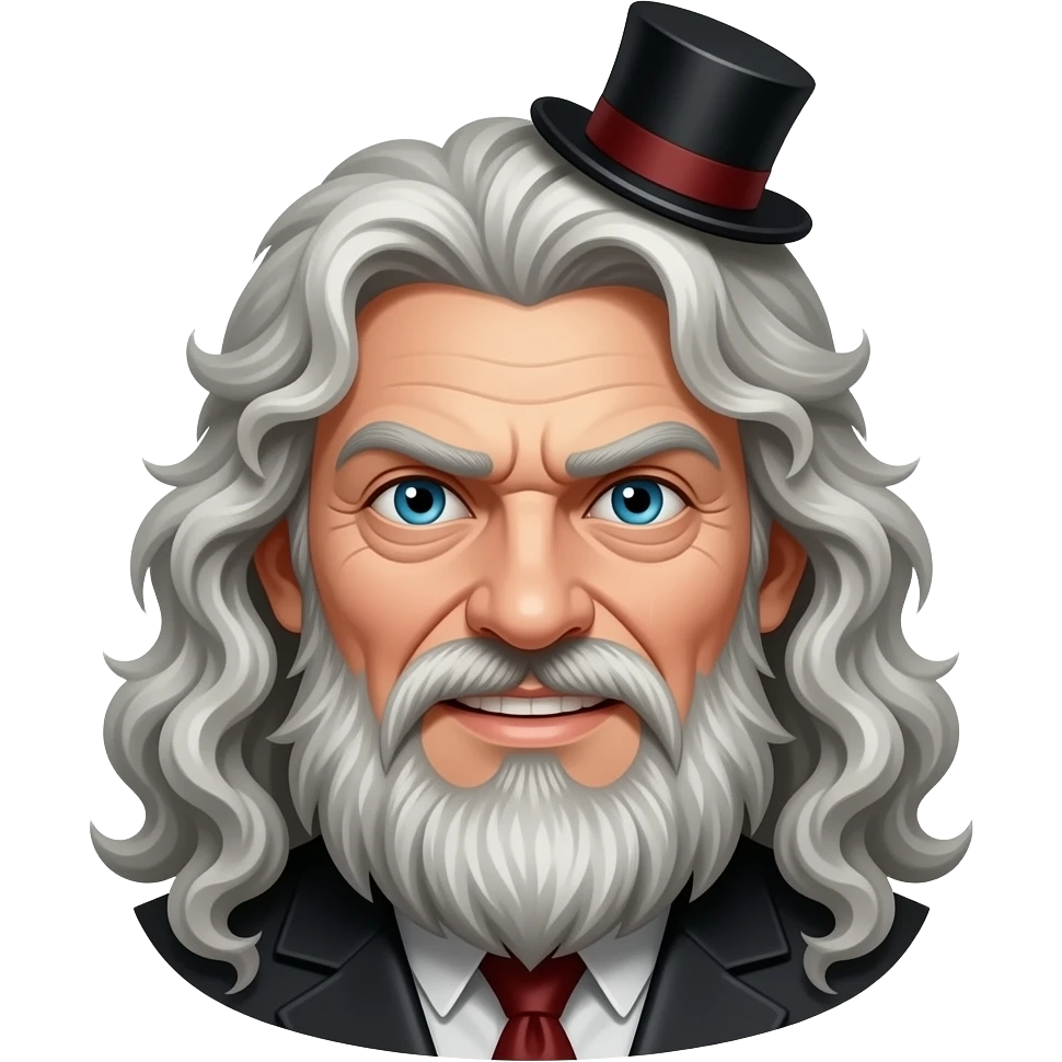 Evil jew with long curly sideburns and a tiny top hat emoji