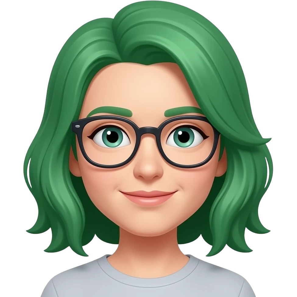 зелене волосся в окулярах emoji