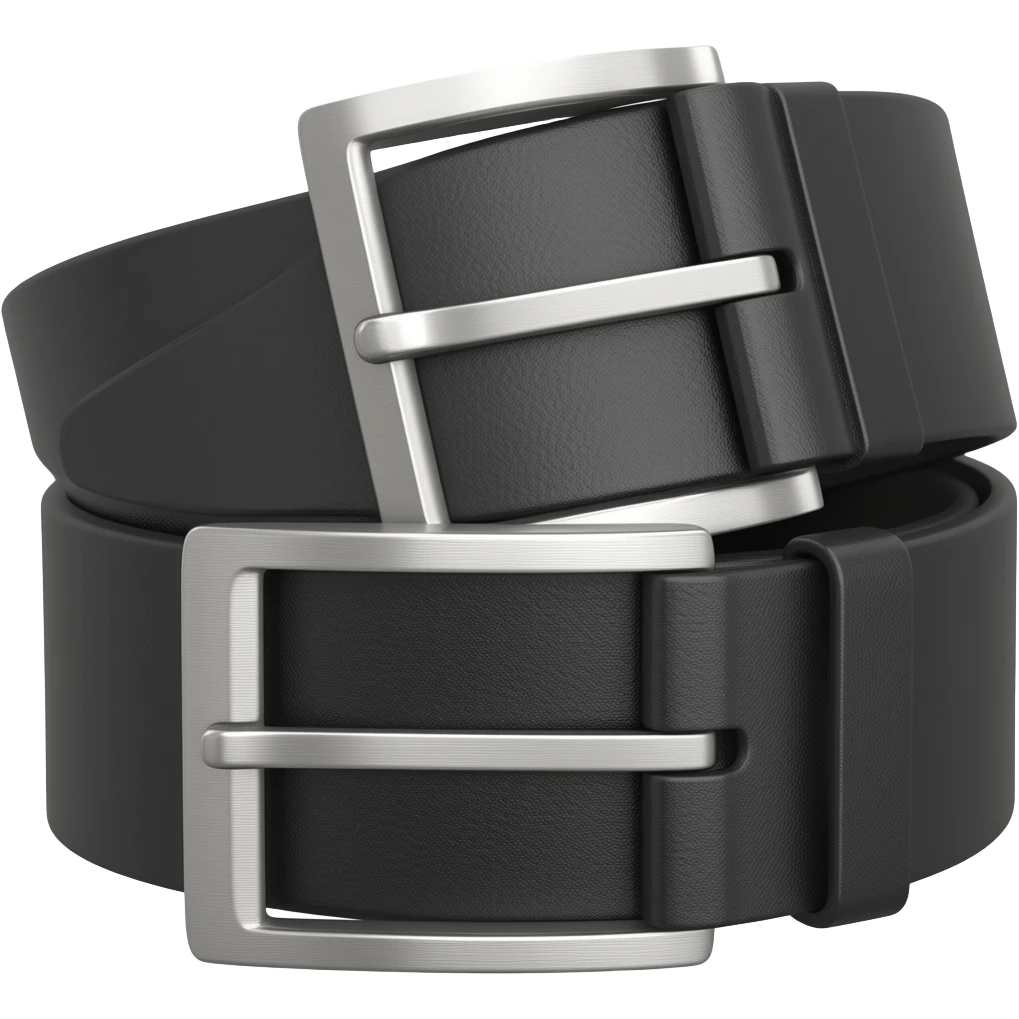 Black leather belt with metal tongue emoji