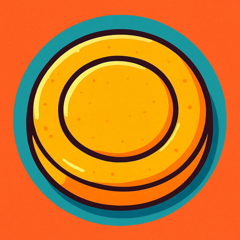 dalgona candy with circle shape, vibrant toon style, inspired by Squid Game emoji