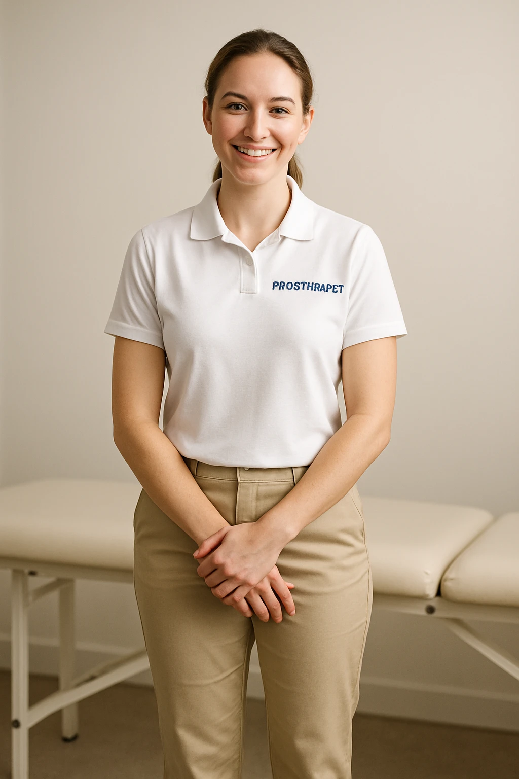 full body physiotherapist in professional attire, friendly pose, neutral environment emoji