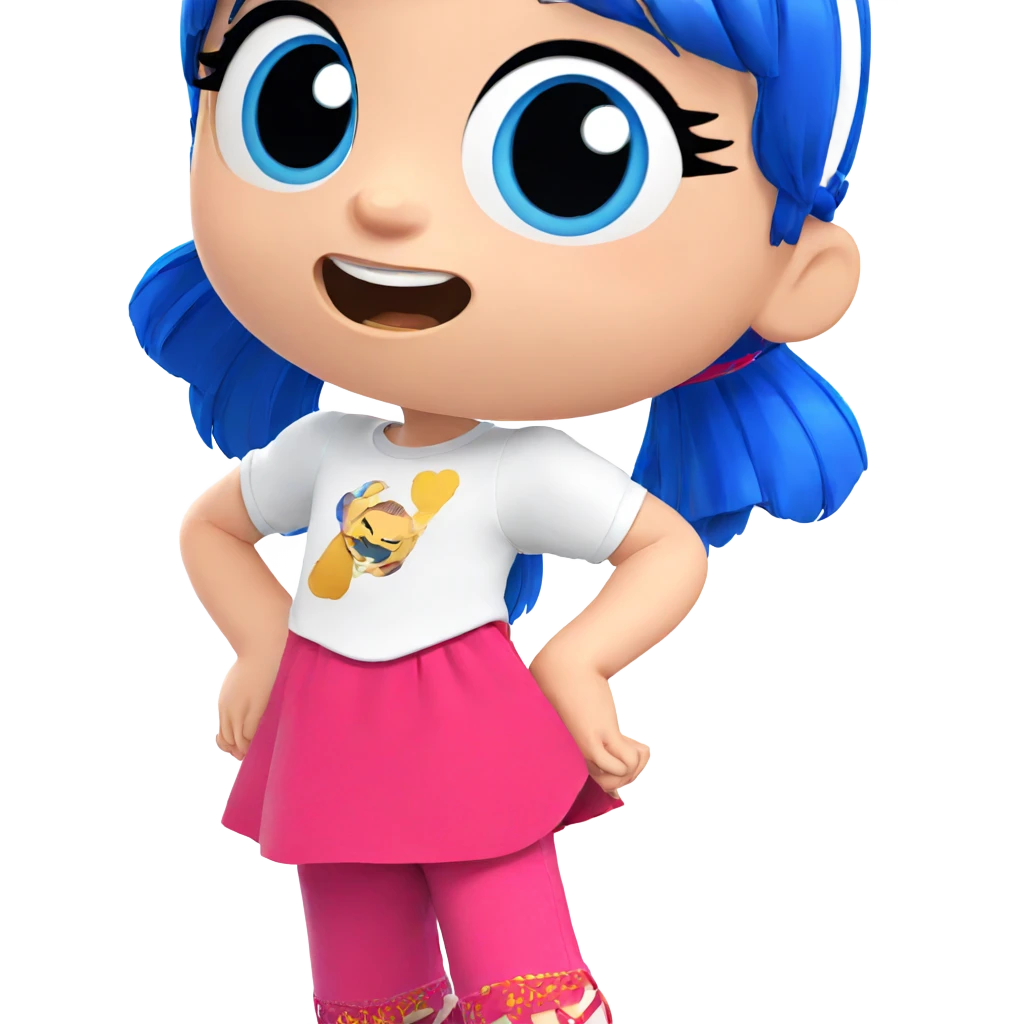 smiling girl with blue hair emoji