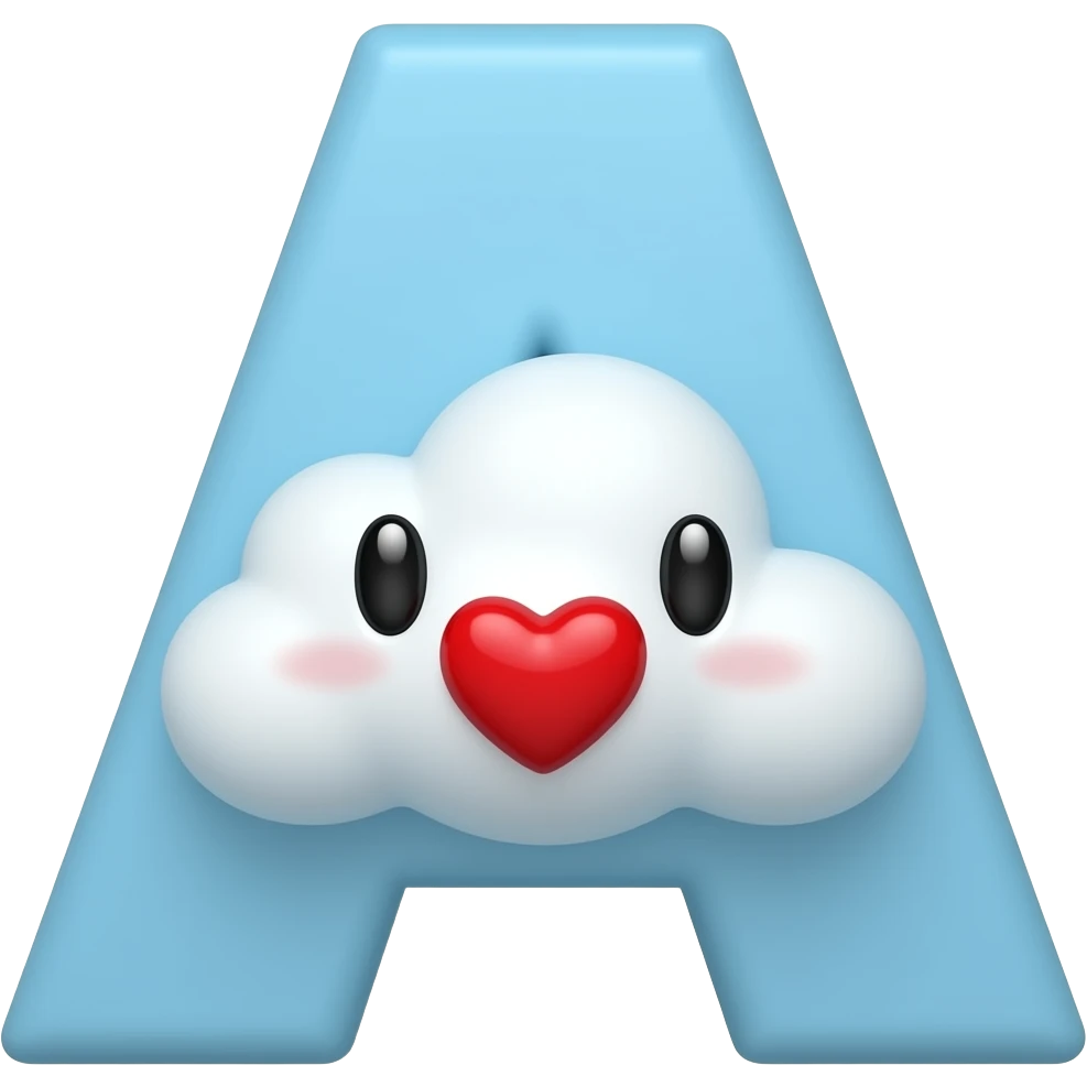 Una cara enamorada con una nube y la letra A emoji