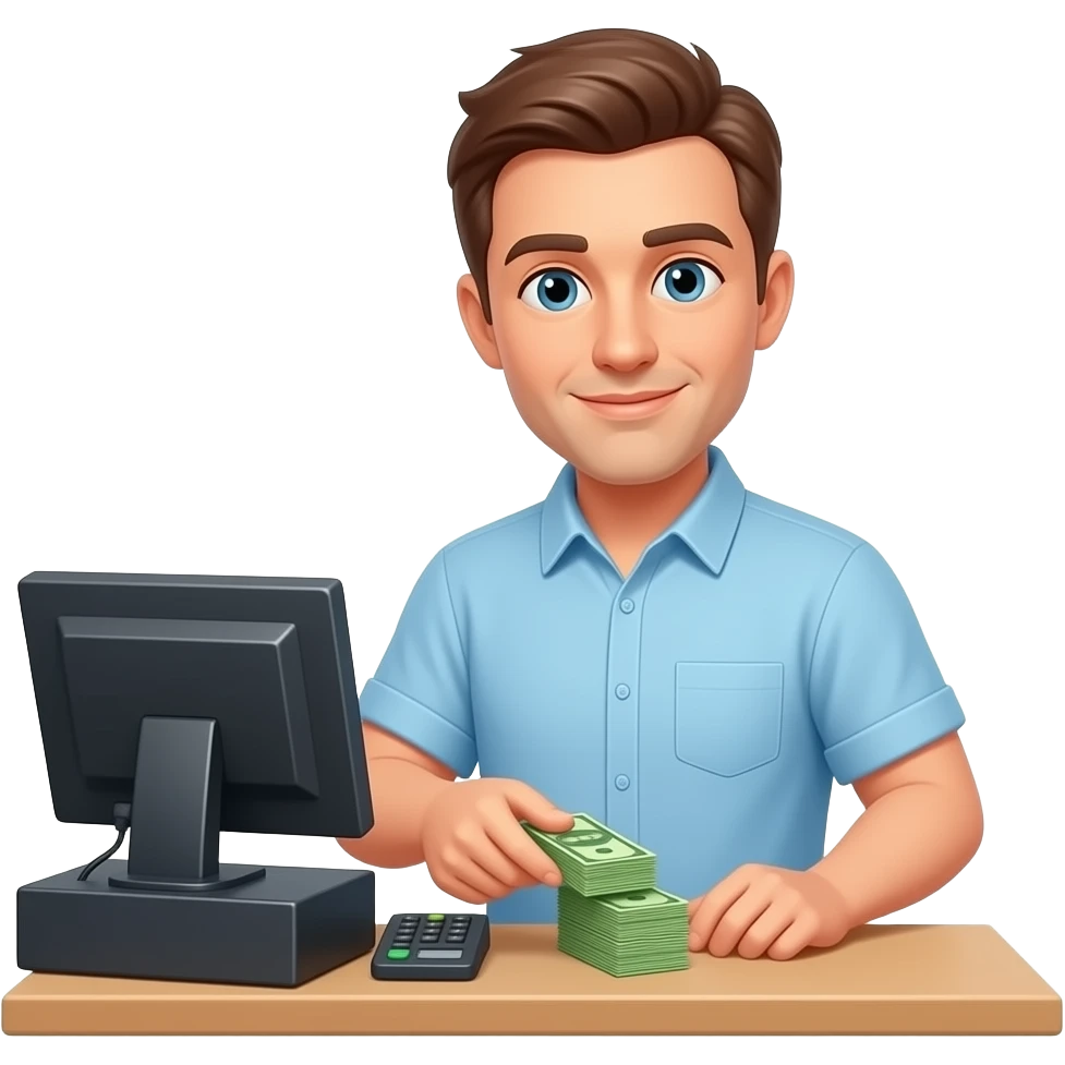 a man paying in cash in the shop emoji