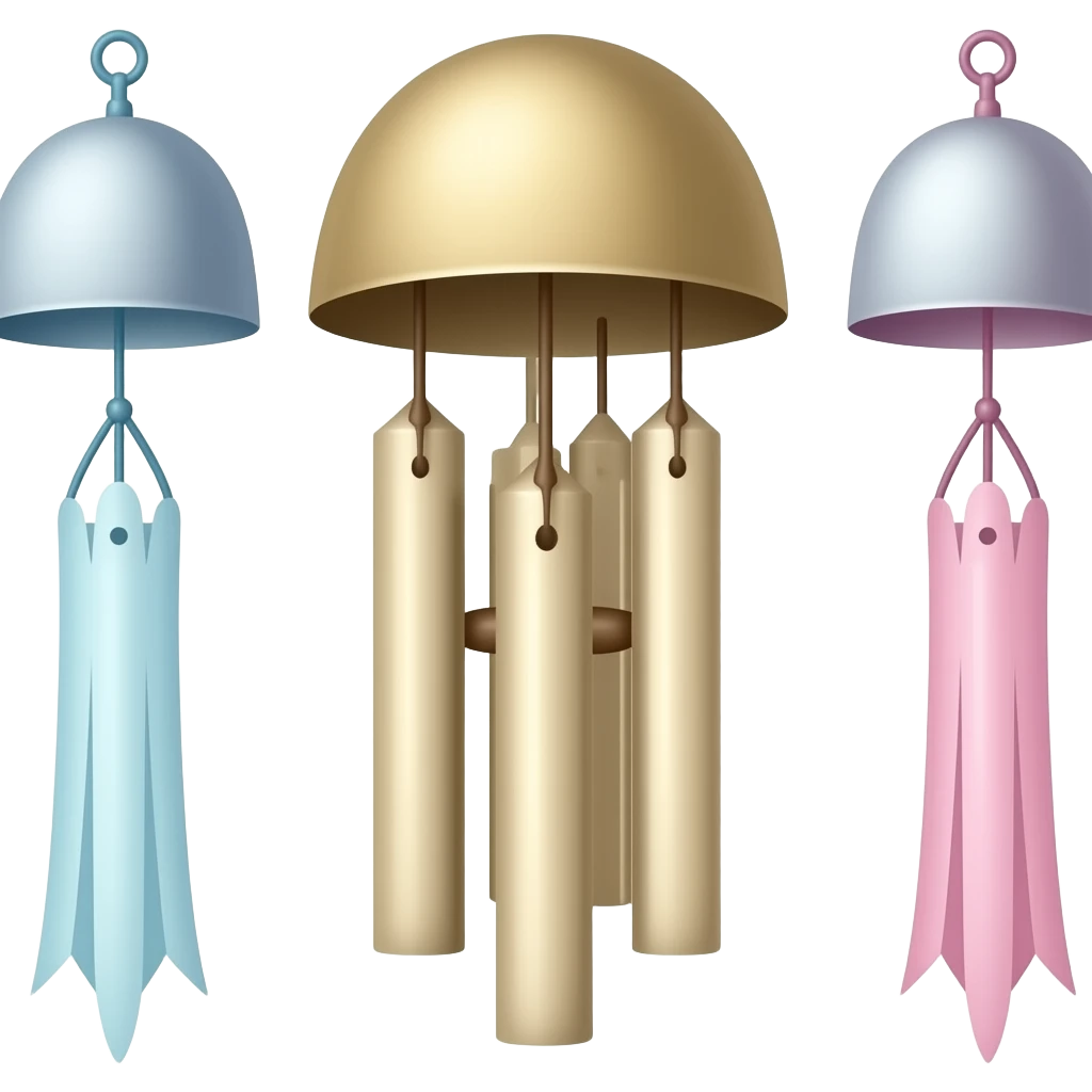 Wind chimes japan furin with paper emoji