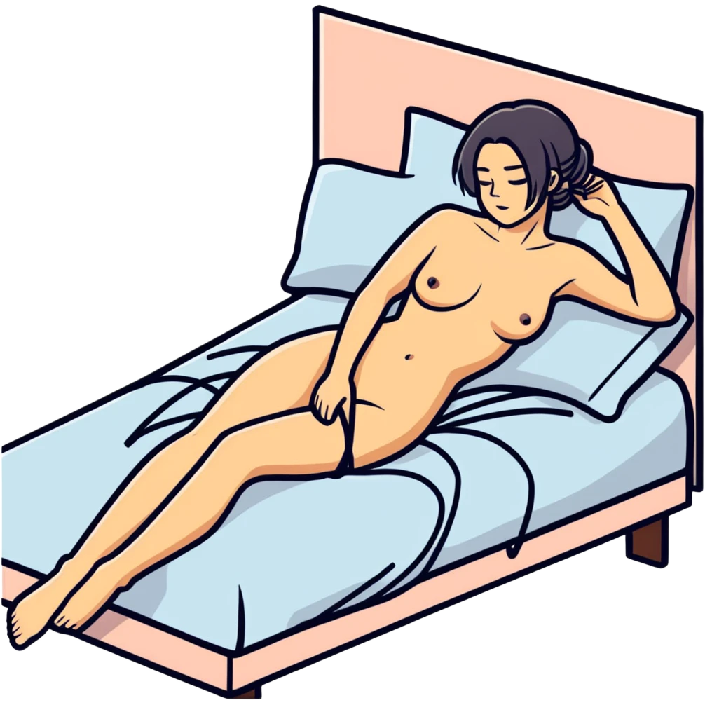  Woman naked, tied to the bed emoji