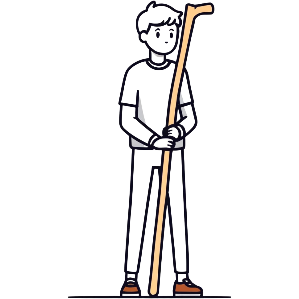 Standing up with a stick emoji
