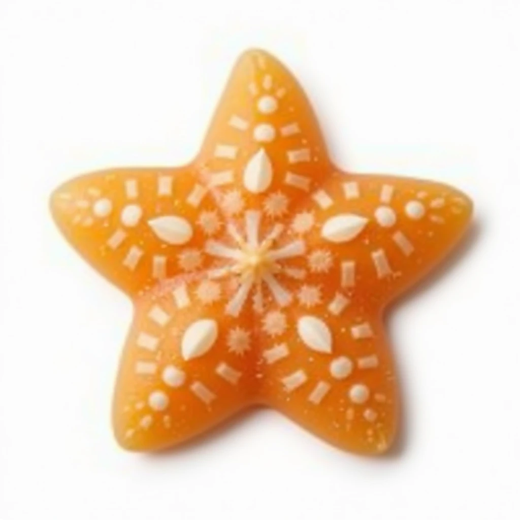 realistic starfish-shaped candy, isolated on transparent background, no visible background emoji
