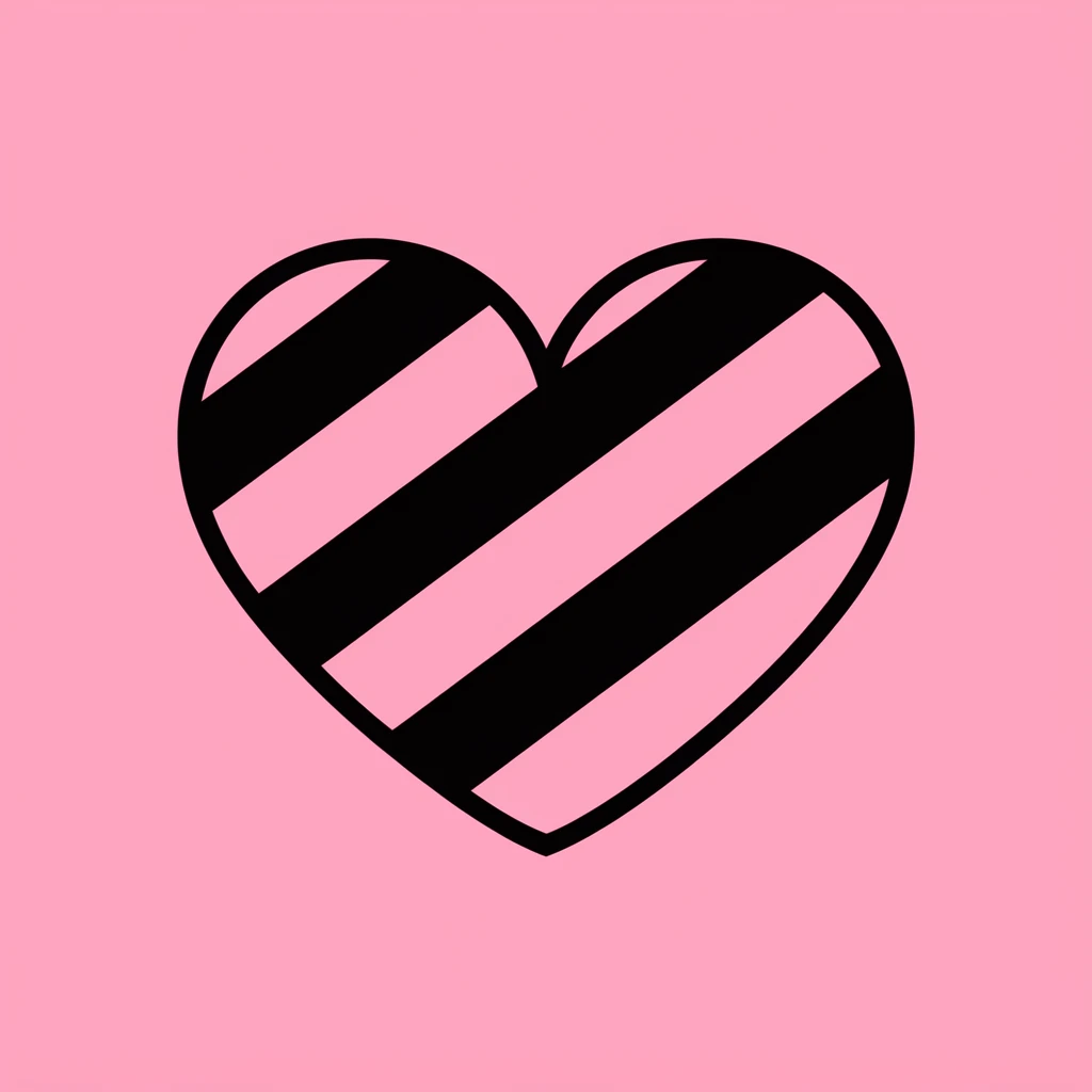 emo heart with black and pink stripes emoji