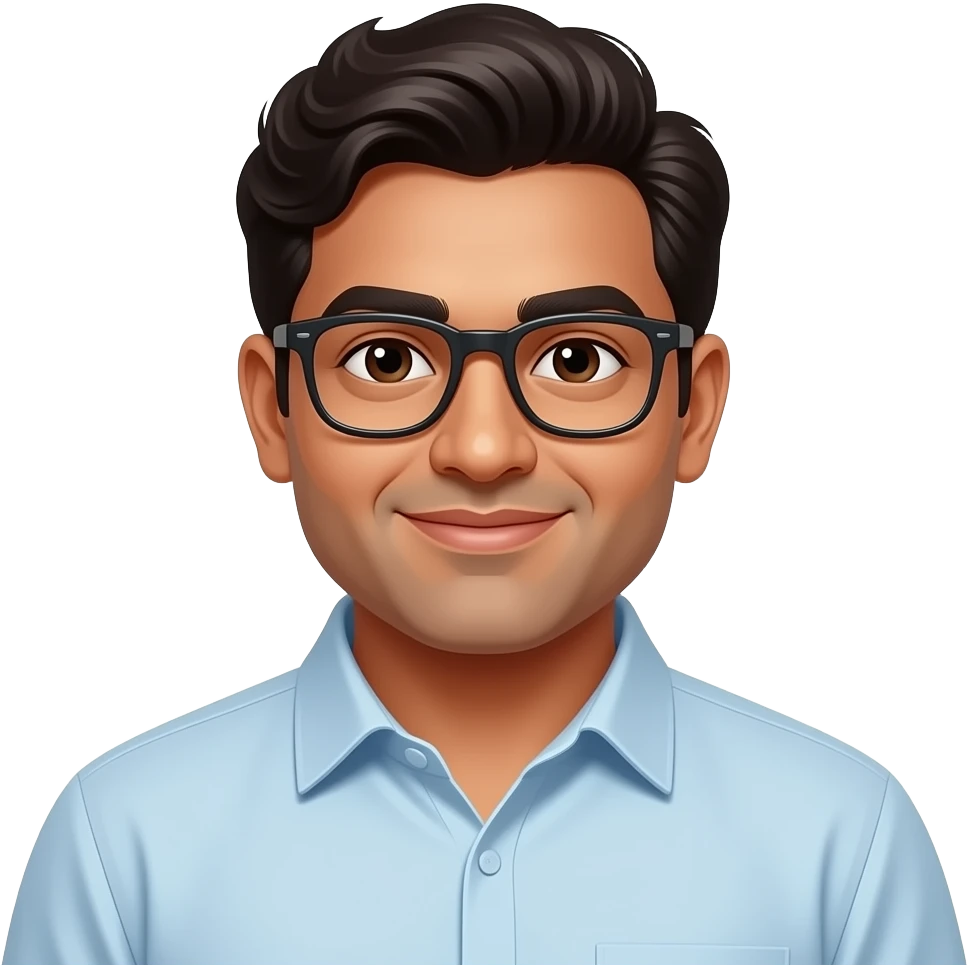 a big fat man brown indian with wavy hair and with glasses emoji