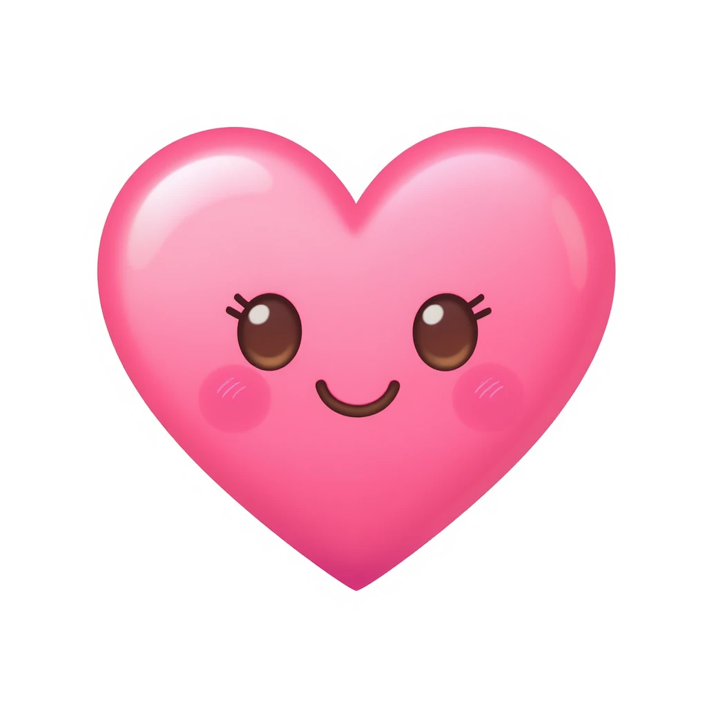 pink heart emoji with a cute face emoji
