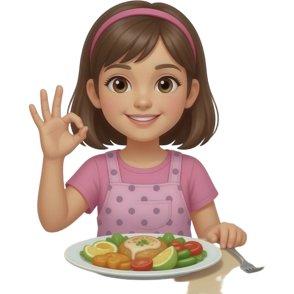 밥 많이 먹었다고 손으로 오케이 하고있는 손녀딸 emoji