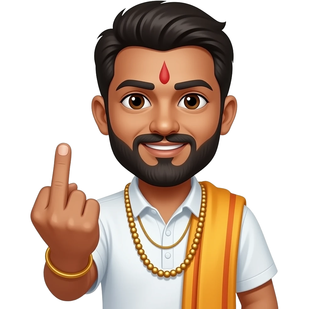 hindu man giving middle finger emoji
