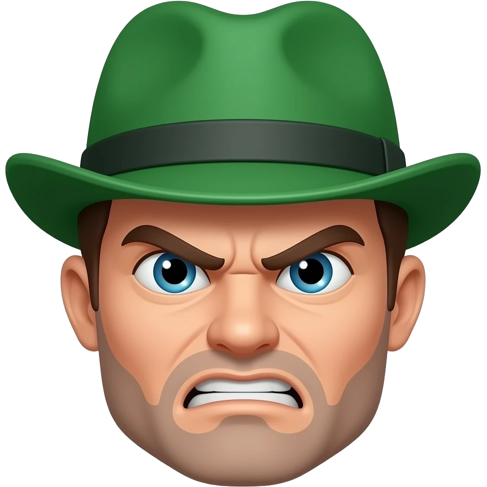 a sim with his green thing above the head and expression of anger on his face emoji
