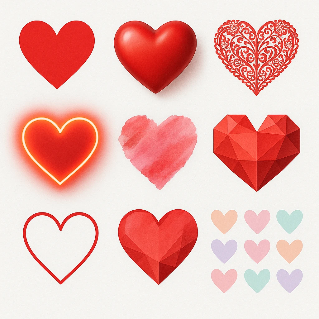 show more heart style emoji
