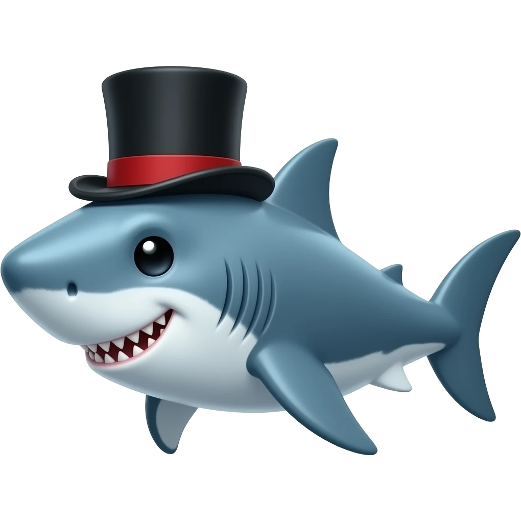 Shark with a top hat emoji