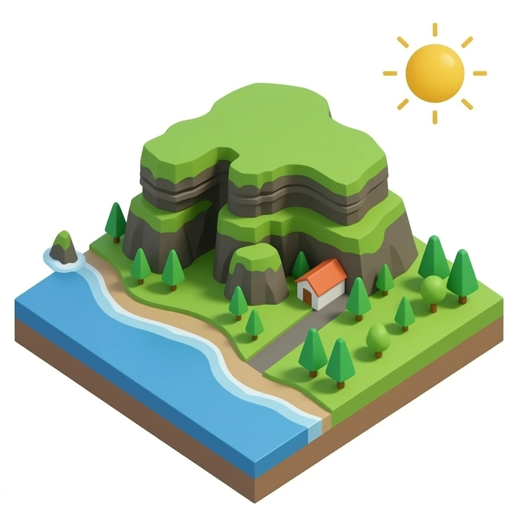 3D isometric miniature emoji of Ireland landmarks, including Cliffs of Moher, and a small green countryside, cute chibi style, rounded shapes, glossy vibrant colors, soft lighting, tiny diorama, minimal background emoji