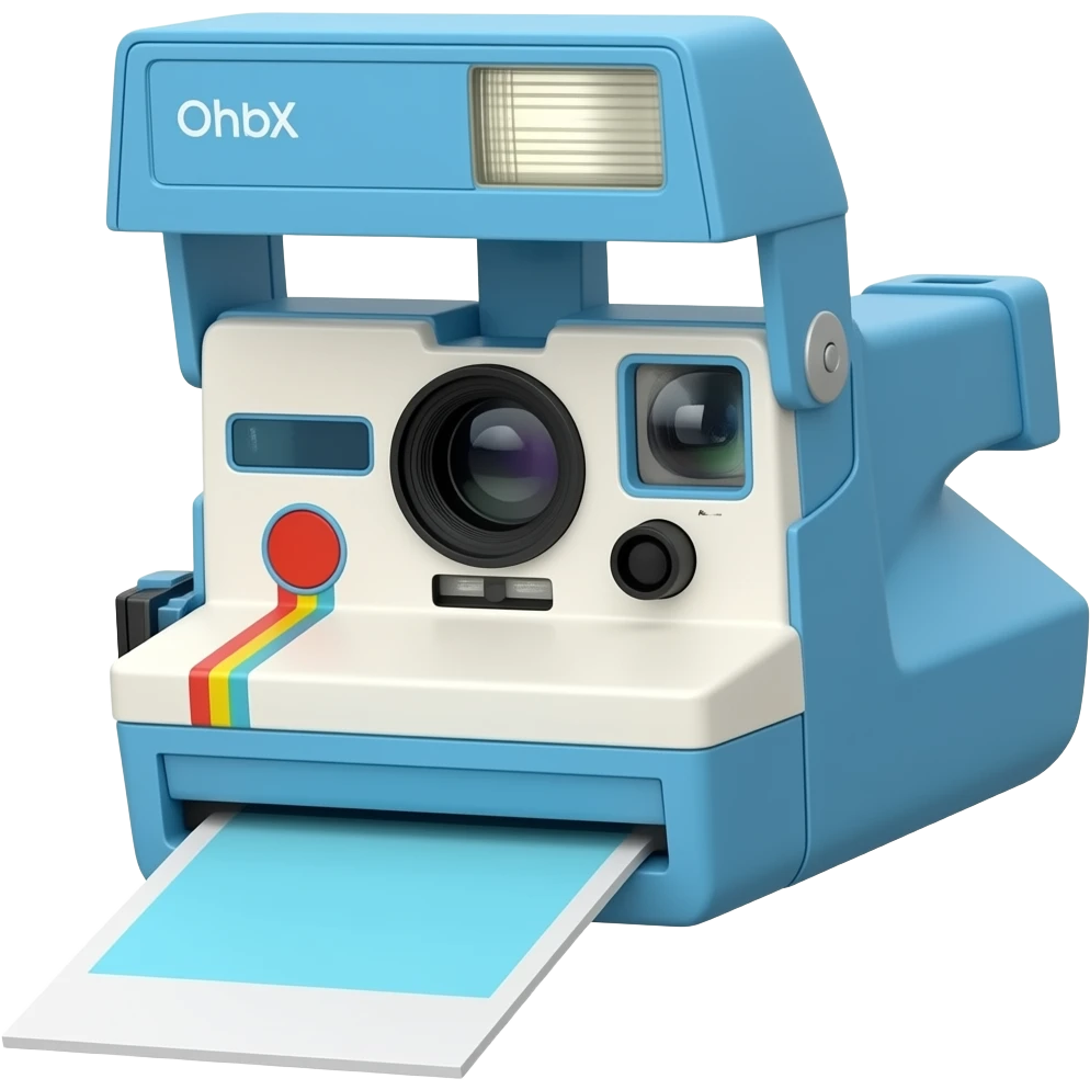 blue yellow  Polaroid camera & photo strips inspired by Barbie colour pallete emoji