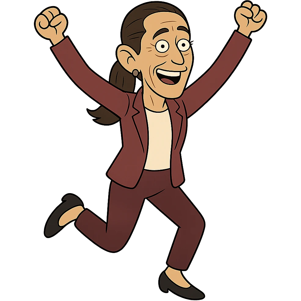 Claudia Sheinbaum full body playing cartoon style emoji
