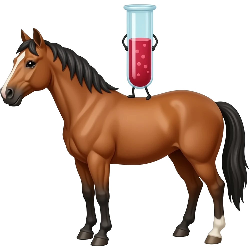 Test tube with legs on a horse emoji