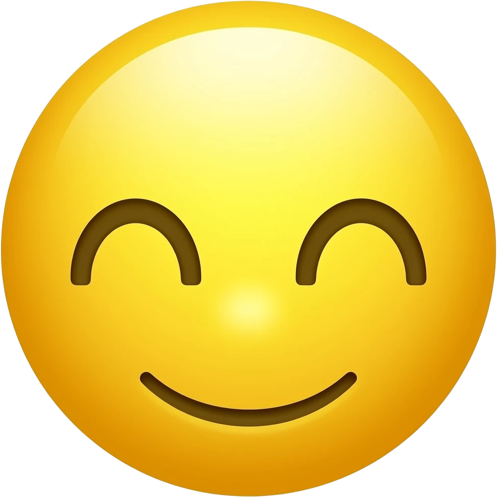 It is a yellow, round face with tightly closed eyes shaped like two small "u"s or downward-curving arcs. The most striking feature is the mouth: it is not simply a line, but shaped like a curved wavy line or a "w", giving it the appearance of a cute cat or a shy pout. emoji