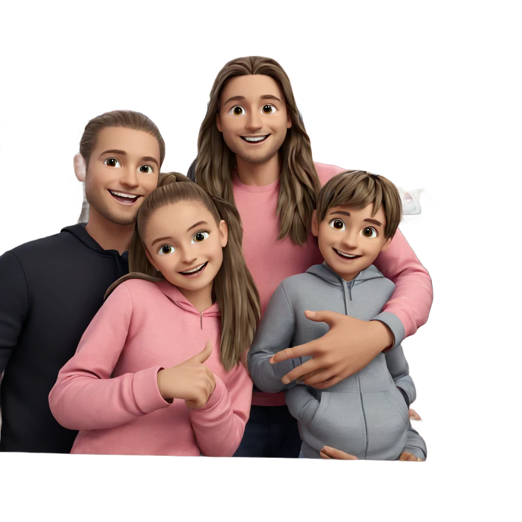 smiling friends with long hair emoji