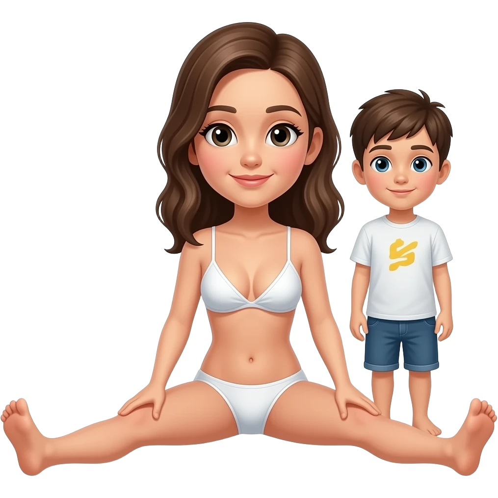 naked woman with legs spread with boy emoji