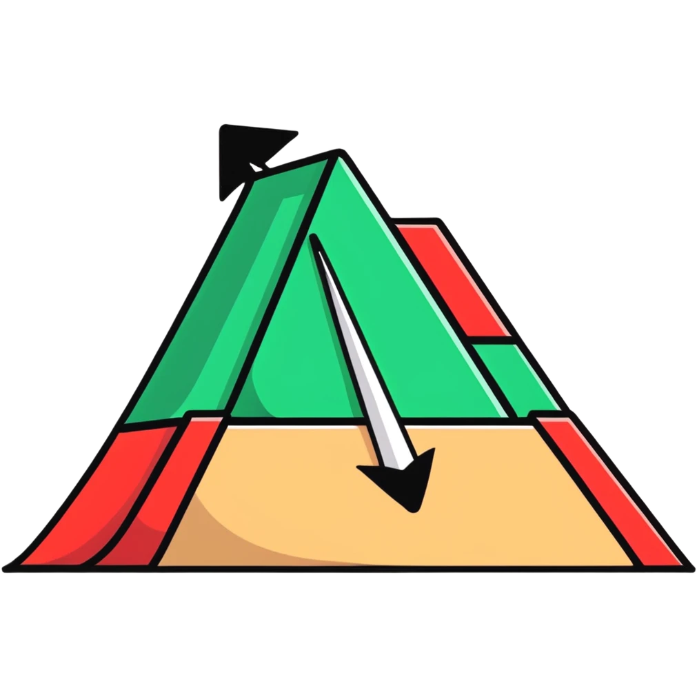 Arrow curving around an obstacle to reach target emoji