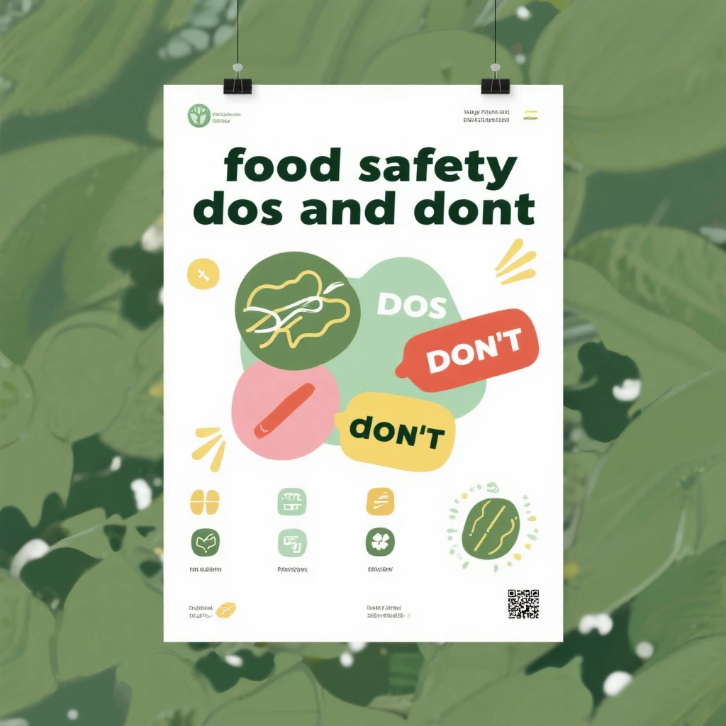 make a detail poster with title of "food safety dos and dont" emoji