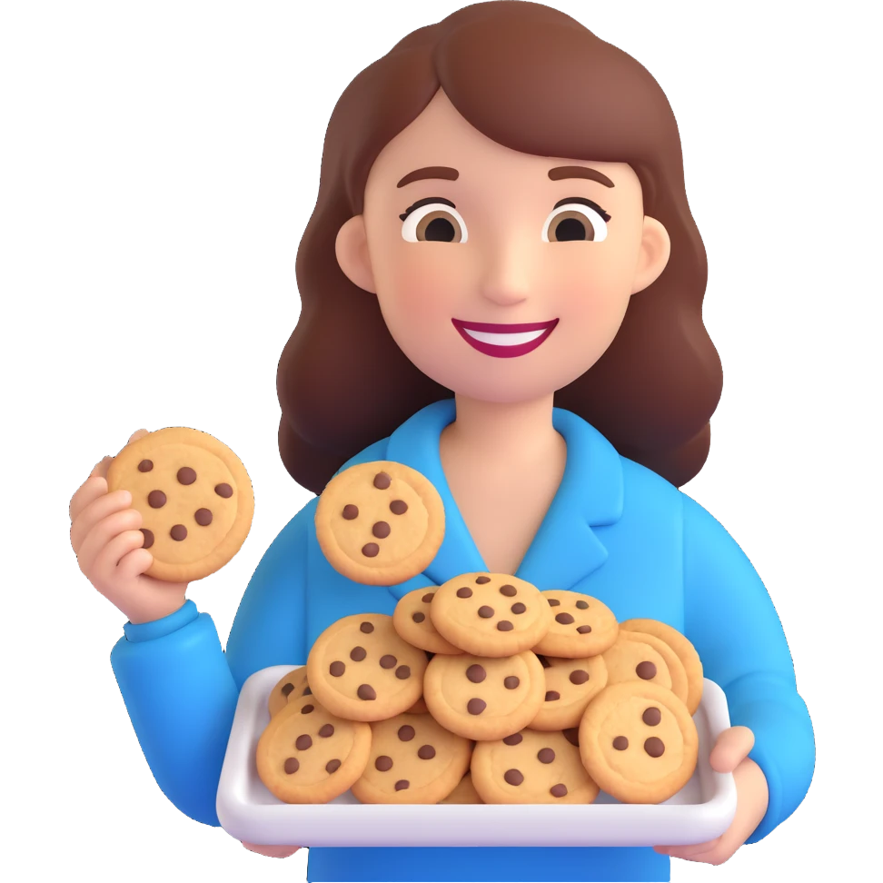 smiling person who loves to bake holding a tray of cookies emoji emoji