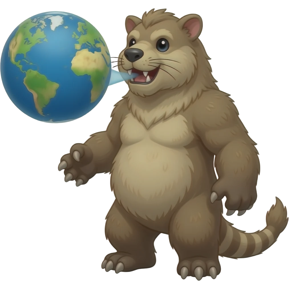 a mythical monster resembling a giant mammal breaths earth. emoji