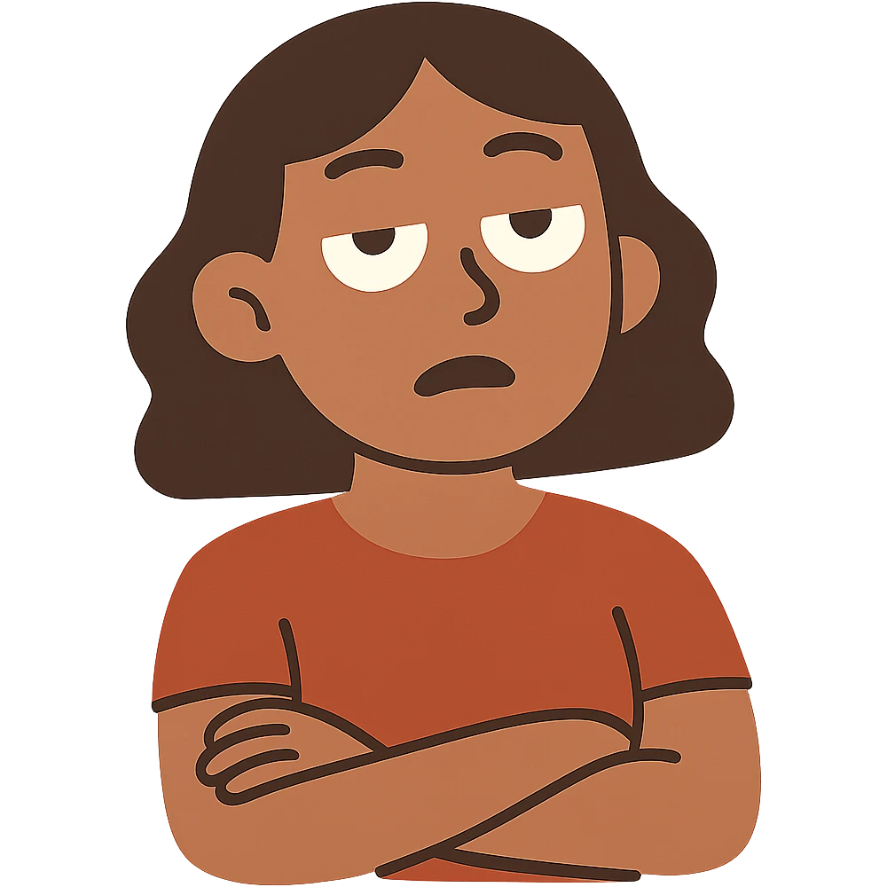 flat toon style person rolling their eyes, unimpressed emoji