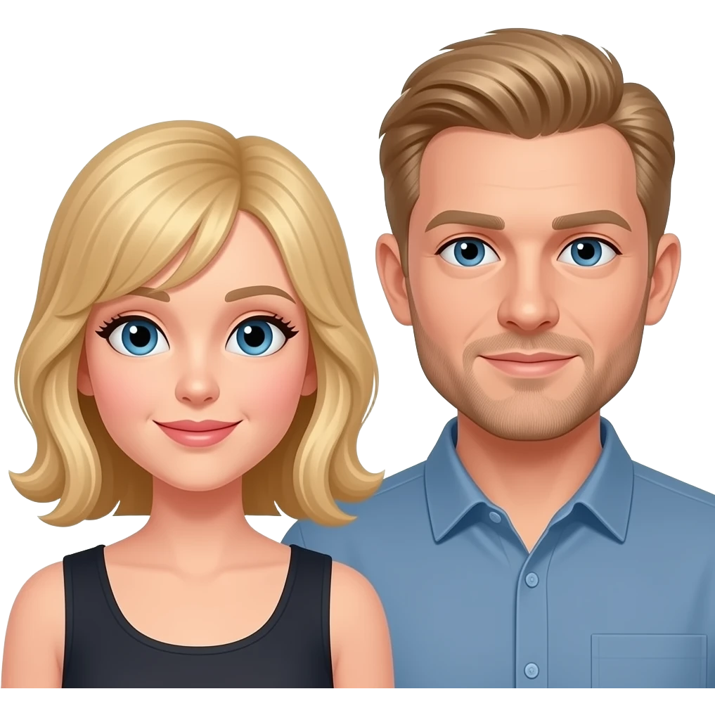2 adults woman shoulder length blond man blond hair only on sides of head emoji