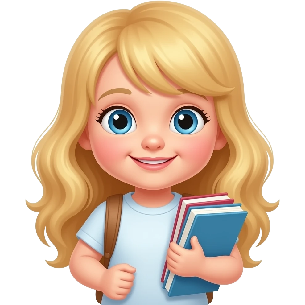 Make it look like a blonde baby with long hair and instead of carrying the water he carries books for school emoji
