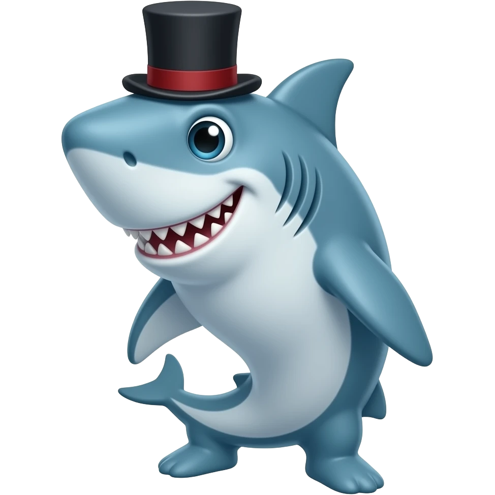 Shark with a top hat emoji