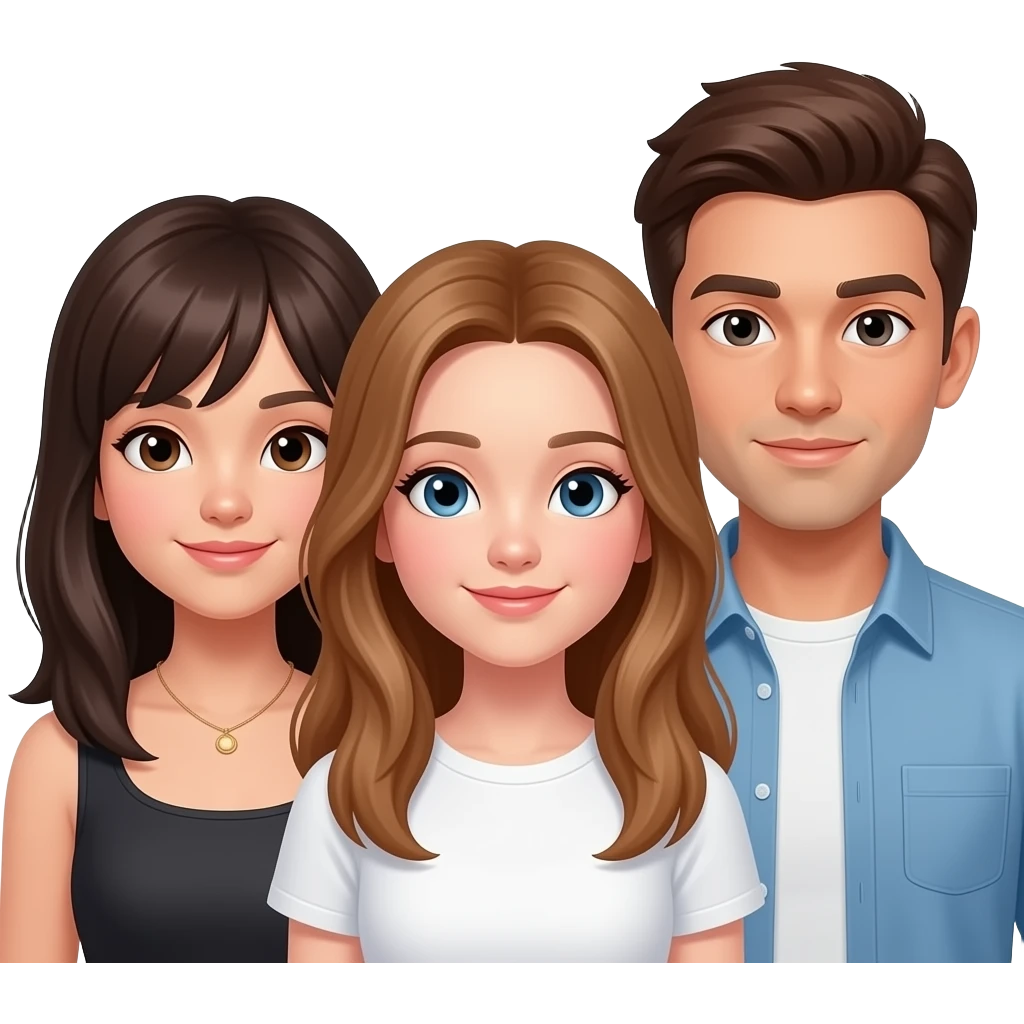 1 Asian girl 1 Caucasian girl brown hair and one brown haired guy as a throuple emoji